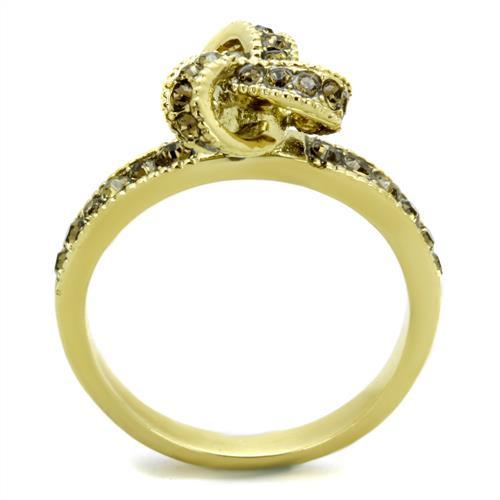 TK1874 - IP Gold(Ion Plating) Stainless Steel Ring with Top Grade Crystal in Smoked Quartz