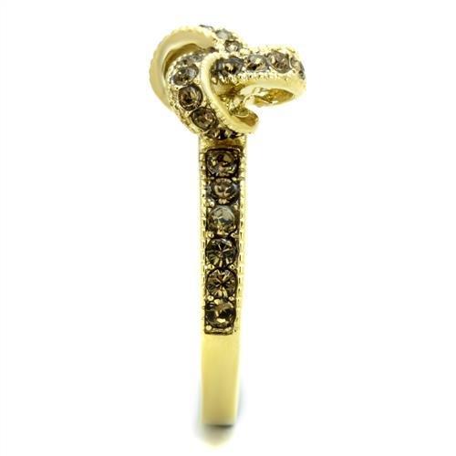 TK1874 - IP Gold(Ion Plating) Stainless Steel Ring with Top Grade Crystal in Smoked Quartz
