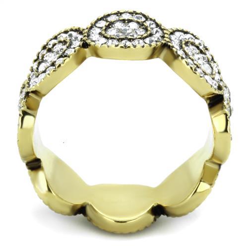 TK1875 - IP Gold(Ion Plating) Stainless Steel Ring with Top Grade Crystal in Clear