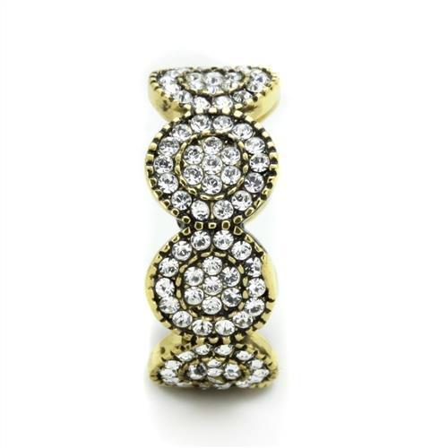 TK1875 - IP Gold(Ion Plating) Stainless Steel Ring with Top Grade Crystal in Clear