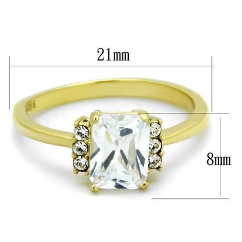 TK1876 - IP Gold(Ion Plating) Stainless Steel Ring with AAA Grade CZ in Clear
