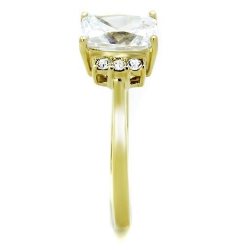 TK1876 - IP Gold(Ion Plating) Stainless Steel Ring with AAA Grade CZ in Clear