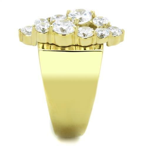 TK1879 - IP Gold(Ion Plating) Stainless Steel Ring with AAA Grade CZ in Clear