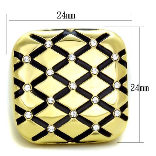 TK1886 - IP Gold(Ion Plating) Stainless Steel Ring with Top Grade Crystal in Clear