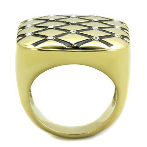 TK1886 - IP Gold(Ion Plating) Stainless Steel Ring with Top Grade Crystal in Clear
