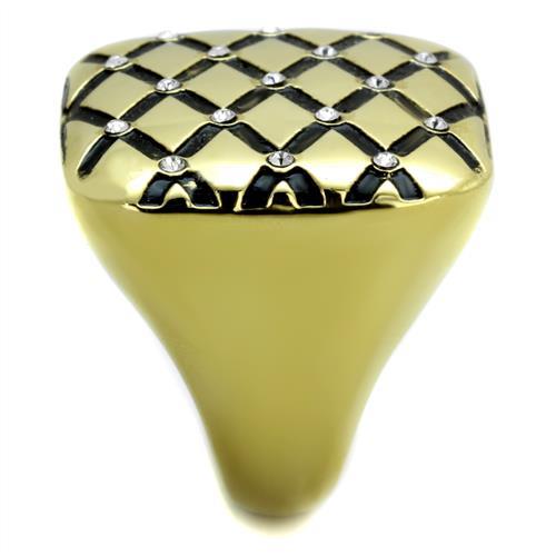 TK1886 - IP Gold(Ion Plating) Stainless Steel Ring with Top Grade Crystal in Clear