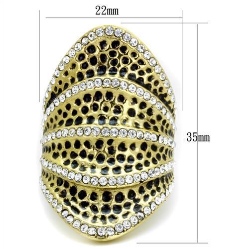 TK1887 - IP Gold(Ion Plating) Stainless Steel Ring with Top Grade Crystal in Clear
