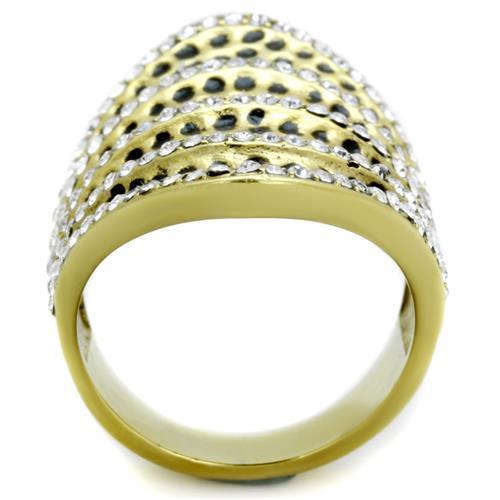 TK1887 - IP Gold(Ion Plating) Stainless Steel Ring with Top Grade Crystal in Clear