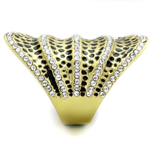 TK1887 - IP Gold(Ion Plating) Stainless Steel Ring with Top Grade Crystal in Clear