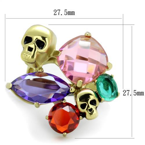 TK1888 - IP Gold(Ion Plating) Stainless Steel Ring with AAA Grade CZ in Multi Color