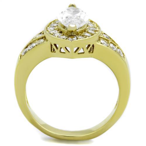 TK1896 - IP Gold(Ion Plating) Stainless Steel Ring with AAA Grade CZ in Clear