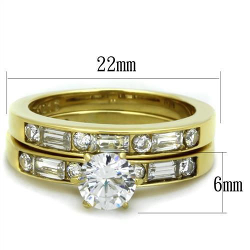 TK1897 - IP Gold(Ion Plating) Stainless Steel Ring with AAA Grade CZ in Clear