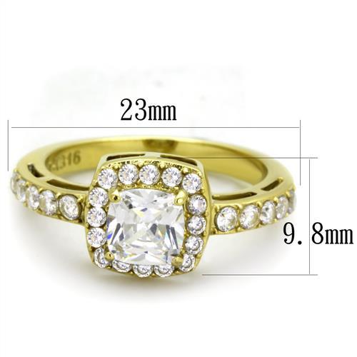 TK1899 - IP Gold(Ion Plating) Stainless Steel Ring with AAA Grade CZ in Clear