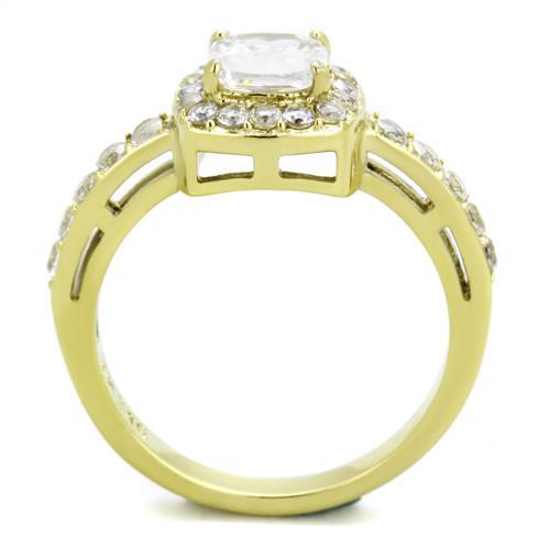 TK1899 - IP Gold(Ion Plating) Stainless Steel Ring with AAA Grade CZ in Clear