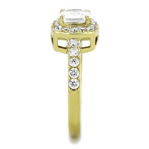 TK1899 - IP Gold(Ion Plating) Stainless Steel Ring with AAA Grade CZ in Clear