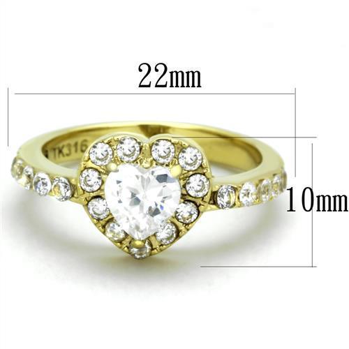 TK1900 - IP Gold(Ion Plating) Stainless Steel Ring with AAA Grade CZ in Clear