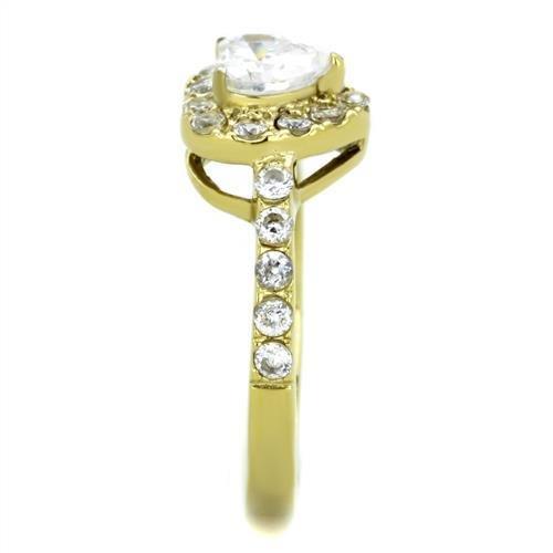 TK1900 - IP Gold(Ion Plating) Stainless Steel Ring with AAA Grade CZ in Clear