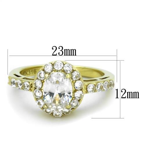 TK1901 - IP Gold(Ion Plating) Stainless Steel Ring with AAA Grade CZ in Clear