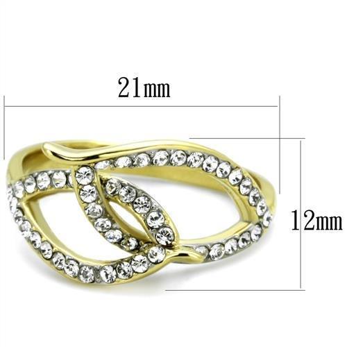 TK1907 - Two-Tone IP Gold (Ion Plating) Stainless Steel Ring with Top Grade Crystal in Clear