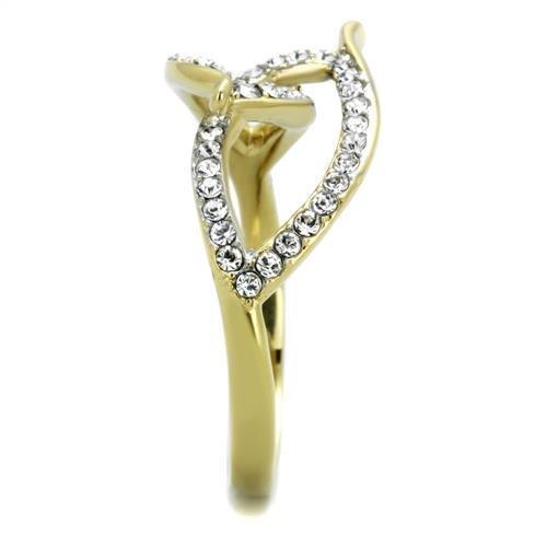 TK1907 - Two-Tone IP Gold (Ion Plating) Stainless Steel Ring with Top Grade Crystal in Clear