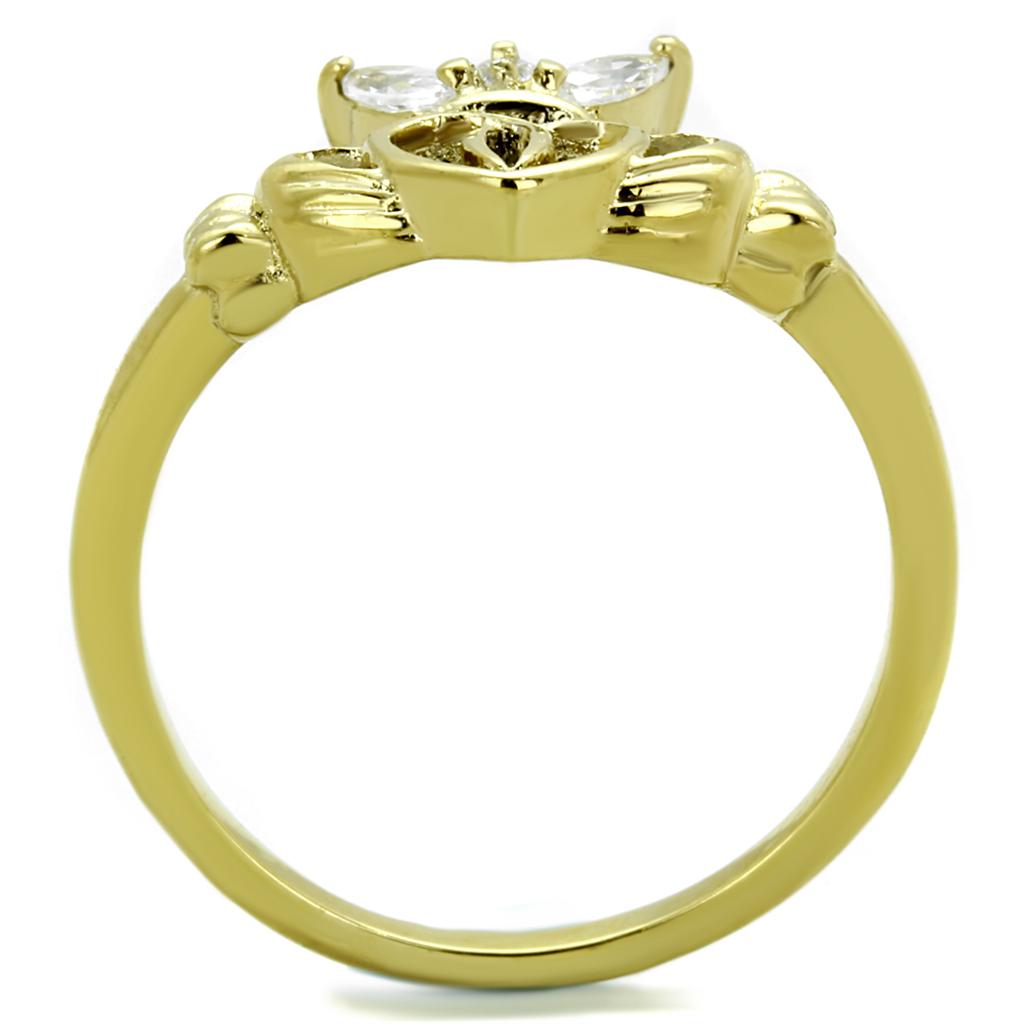 TK1926 - IP Gold(Ion Plating) Stainless Steel Ring with AAA Grade CZ in Clear