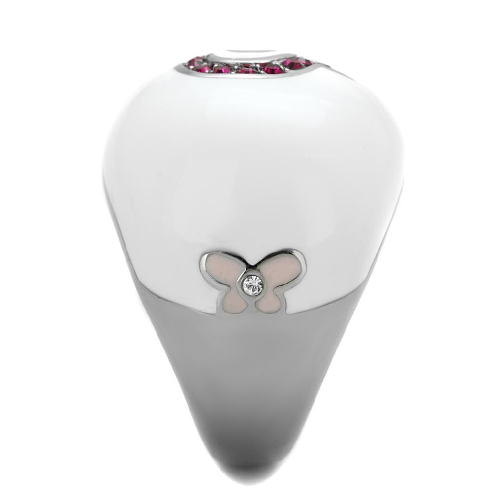 TK1927 - High polished (no plating) Stainless Steel Ring with Top Grade Crystal in Ruby