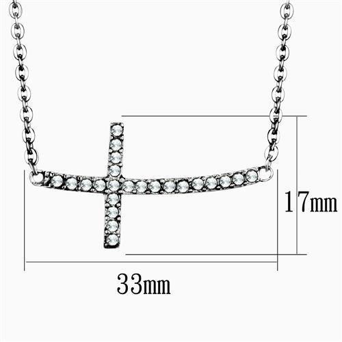 TK1931 - High polished (no plating) Stainless Steel Necklace with Top Grade Crystal in Clear