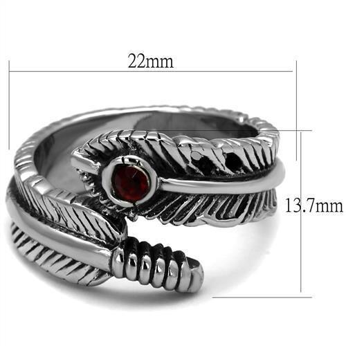 TK1967 - High polished (no plating) Stainless Steel Ring with Top Grade Crystal in Siam