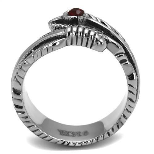 TK1967 - High polished (no plating) Stainless Steel Ring with Top Grade Crystal in Siam