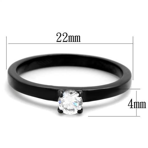 TK2016 - IP Black(Ion Plating) Stainless Steel Ring with AAA Grade CZ in Clear