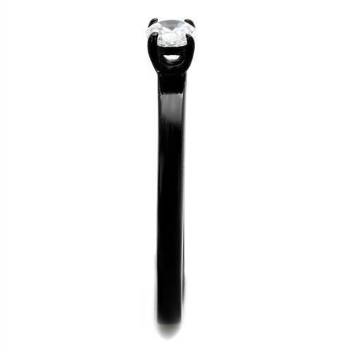 TK2016 - IP Black(Ion Plating) Stainless Steel Ring with AAA Grade CZ in Clear