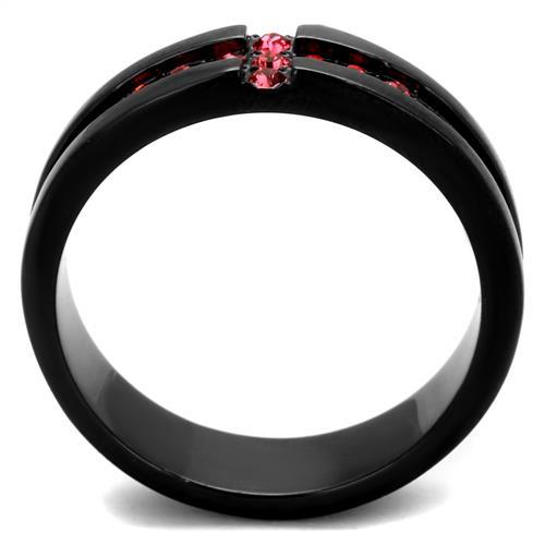 TK2017 - IP Black(Ion Plating) Stainless Steel Ring with Top Grade Crystal in Rose