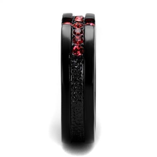 TK2017 - IP Black(Ion Plating) Stainless Steel Ring with Top Grade Crystal in Rose