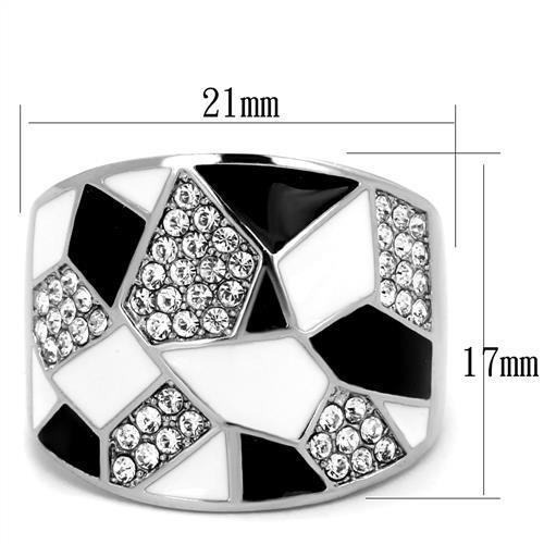 TK2024 - High polished (no plating) Stainless Steel Ring with Top Grade Crystal in Clear