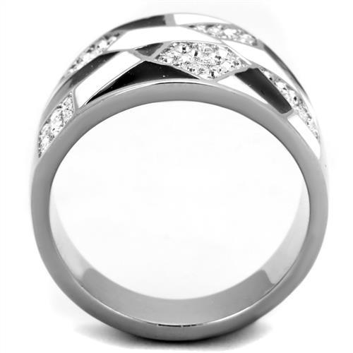 TK2024 - High polished (no plating) Stainless Steel Ring with Top Grade Crystal in Clear