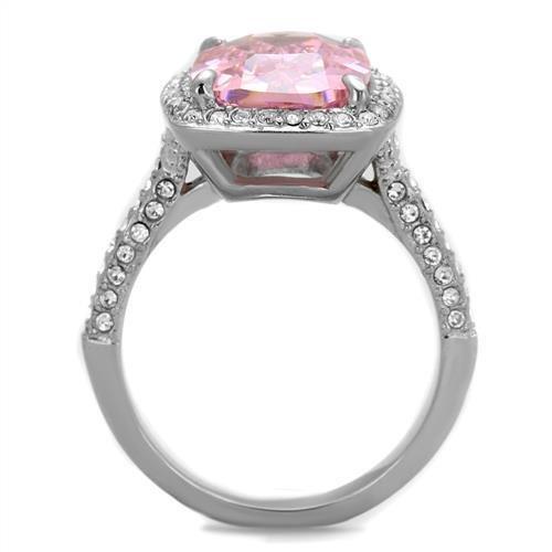 TK2027 - High polished (no plating) Stainless Steel Ring with AAA Grade CZ in Rose