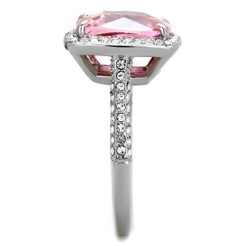 TK2027 - High polished (no plating) Stainless Steel Ring with AAA Grade CZ in Rose