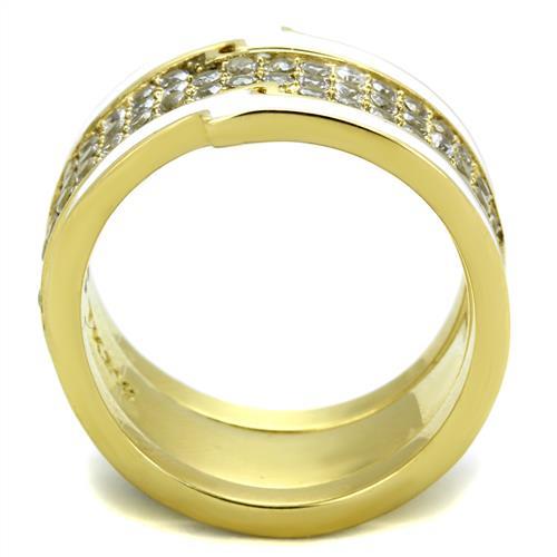 TK2035 - IP Gold(Ion Plating) Stainless Steel Ring with AAA Grade CZ in Clear