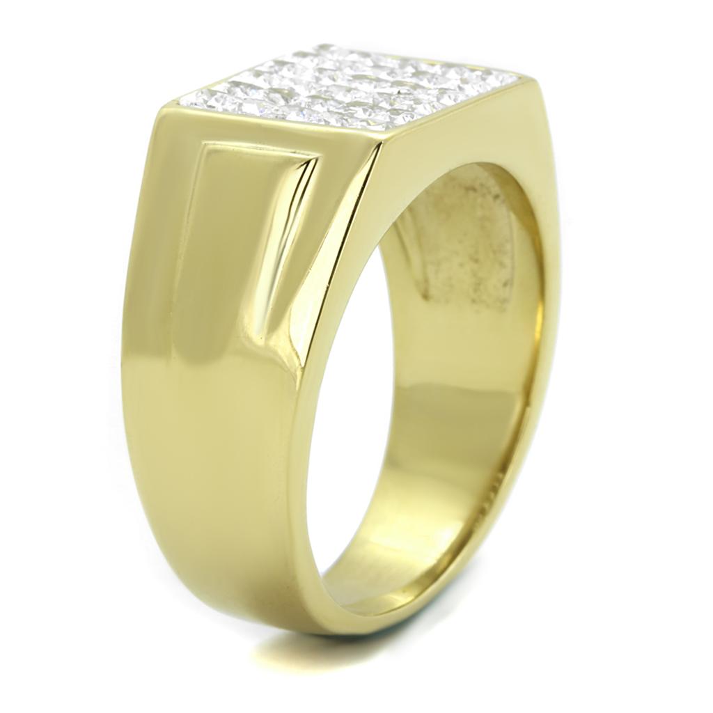 TK2048 - IP Gold(Ion Plating) Stainless Steel Ring with AAA Grade CZ in Clear