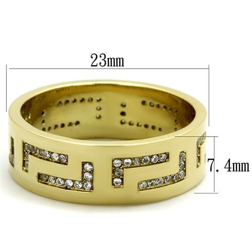 TK2051 - IP Gold(Ion Plating) Stainless Steel Ring with AAA Grade CZ in Clear