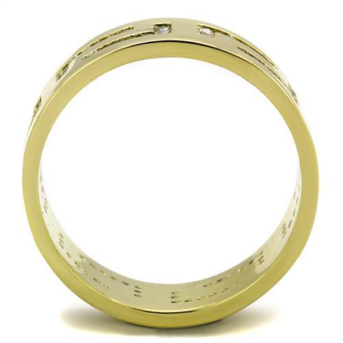 TK2051 - IP Gold(Ion Plating) Stainless Steel Ring with AAA Grade CZ in Clear