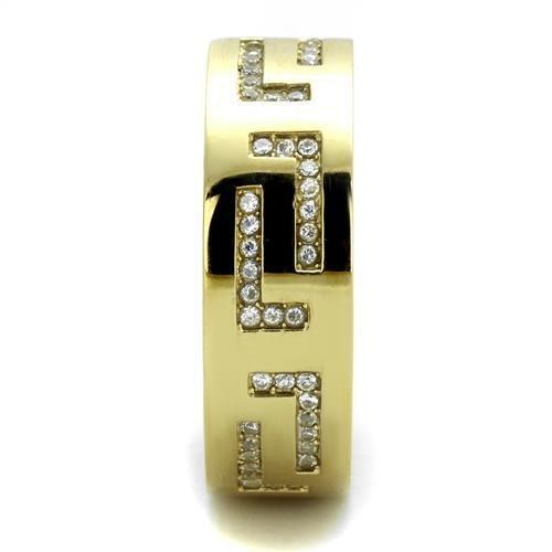TK2051 - IP Gold(Ion Plating) Stainless Steel Ring with AAA Grade CZ in Clear