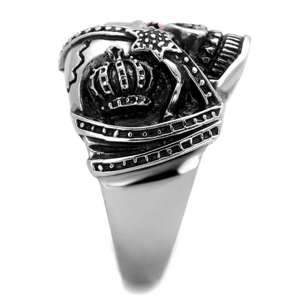 TK2061 - High polished (no plating) Stainless Steel Ring with Top Grade Crystal in Orange