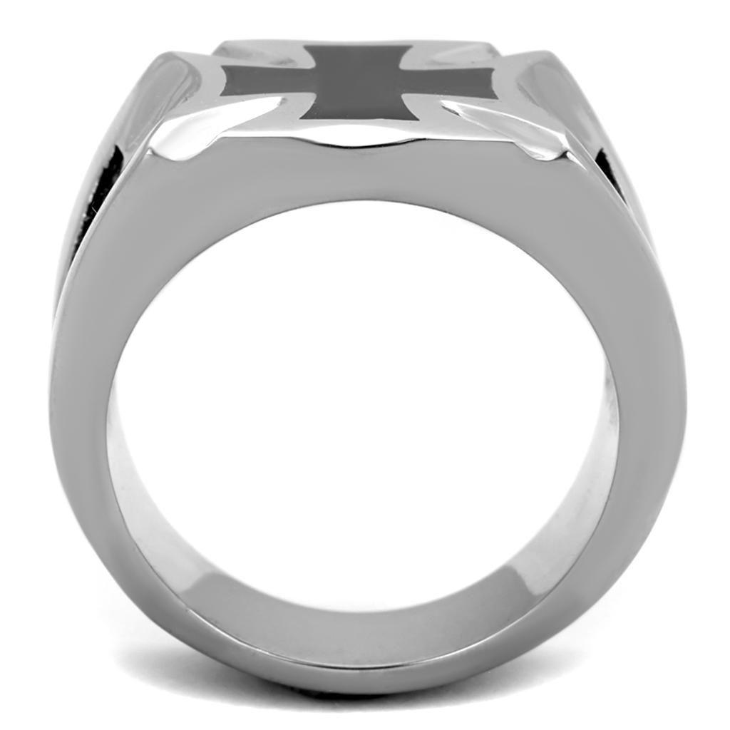 TK2064 - High polished (no plating) Stainless Steel Ring with Epoxy in Jet
