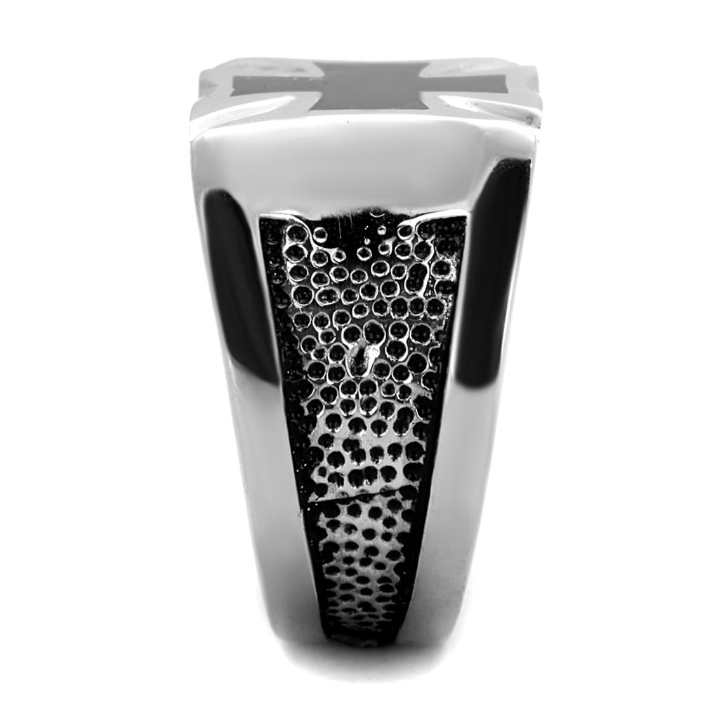 TK2064 - High polished (no plating) Stainless Steel Ring with Epoxy in Jet