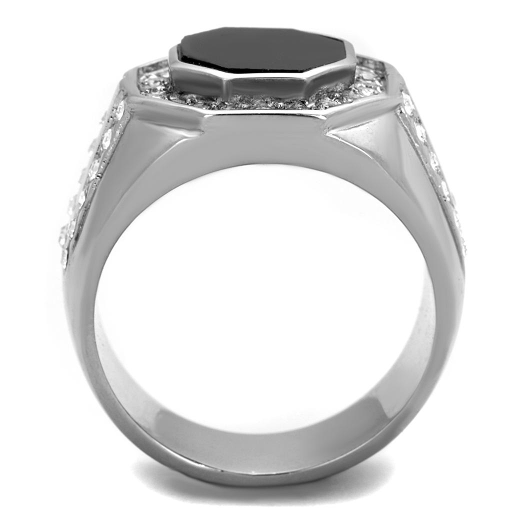 TK2066 - High polished (no plating) Stainless Steel Ring with Top Grade Crystal in Clear