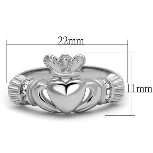 TK2094 - High polished (no plating) Stainless Steel Ring with Top Grade Crystal in Clear