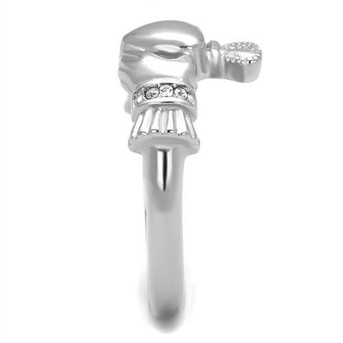 TK2094 - High polished (no plating) Stainless Steel Ring with Top Grade Crystal in Clear