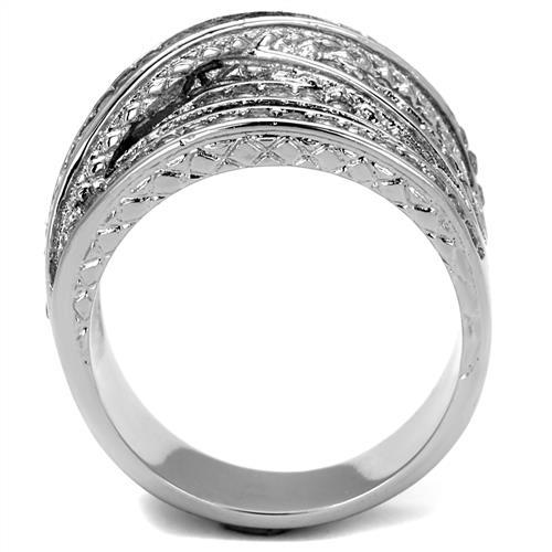 TK2096 - High polished (no plating) Stainless Steel Ring with AAA Grade CZ in Clear