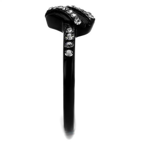 TK2100 - IP Black(Ion Plating) Stainless Steel Ring with Top Grade Crystal in Black Diamond